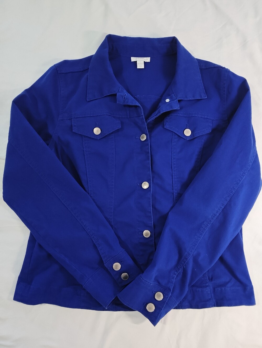 Charter Club Royal Blue Jean Jacket Style Cotton Blend Jacket, Size L